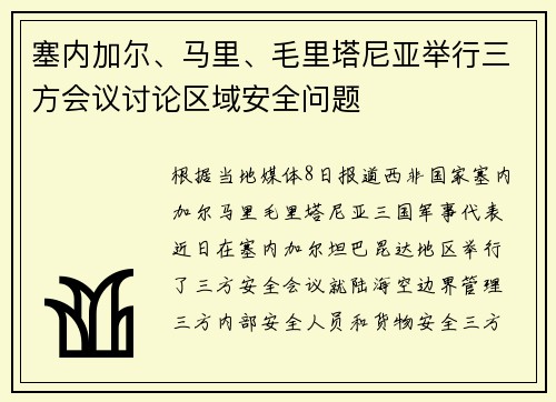 塞内加尔、马里、毛里塔尼亚举行三方会议讨论区域安全问题